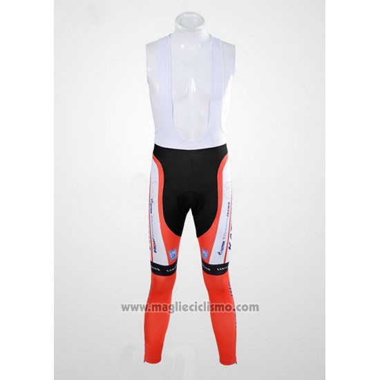 2012 Abbigliamento Ciclismo Katusha Bianco e Arancione Manica Lunga e Salopette